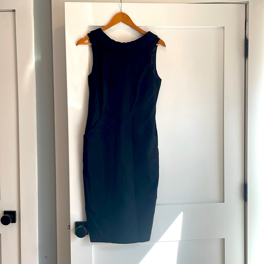 Boden midi black dress with a boat neck and pockets